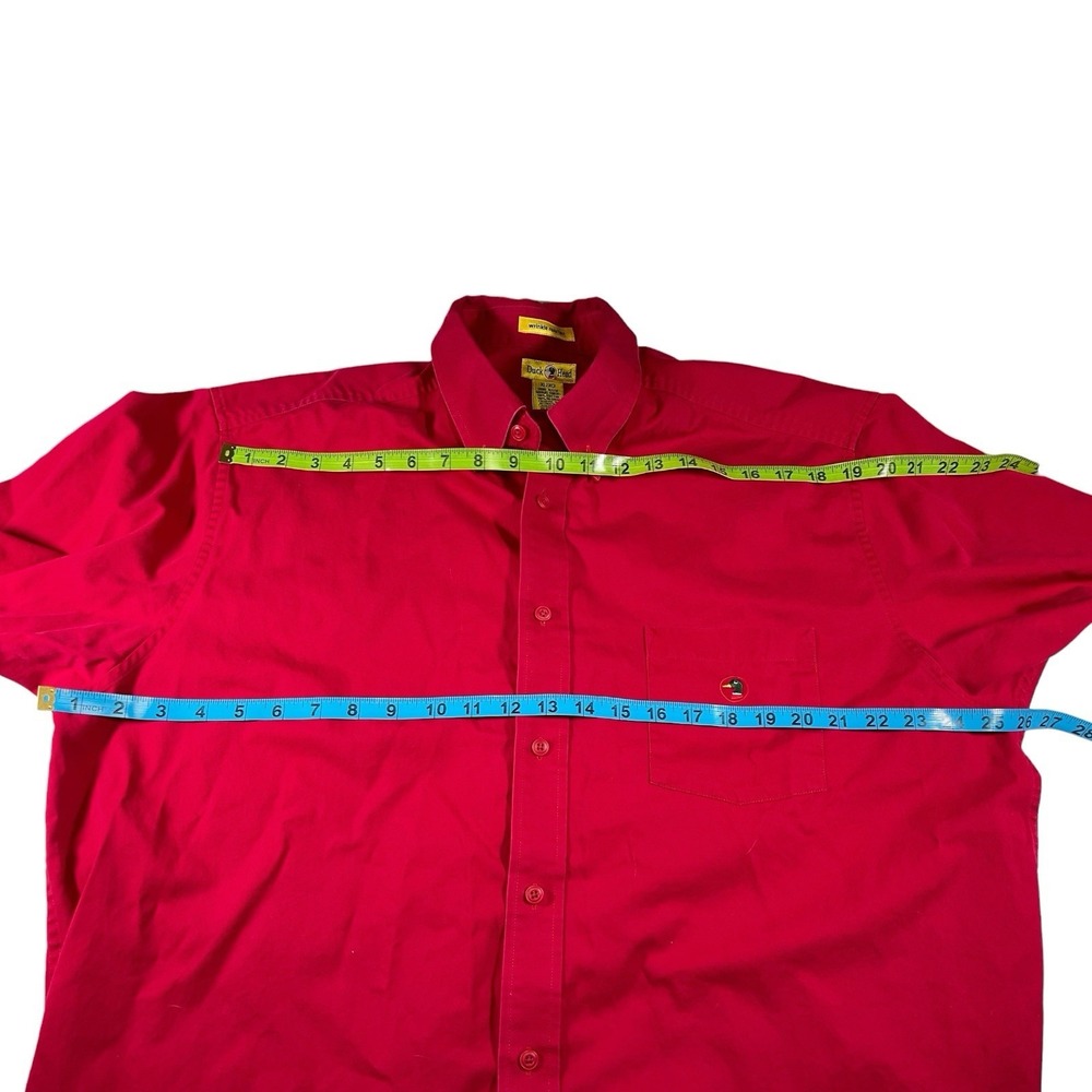 Duck Head XL Red Short Sleeve Button Down Shirt Wrinkle Resistant Prep Americana - Picture 4 of 6